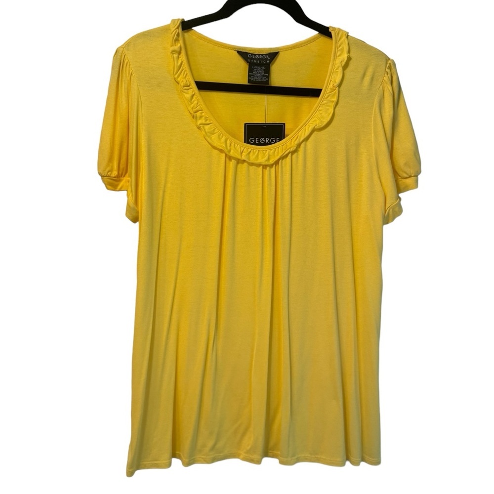 George woman's Yellow short sleeve knit top, size large (12/14)‎